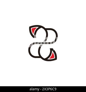 number 2 22 simple linked colorful logo vector Stock Vector