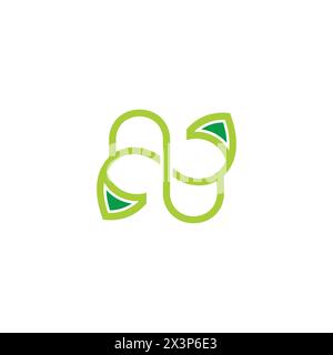 letter nn natural green leaf vegetables logo vector Stock Vector