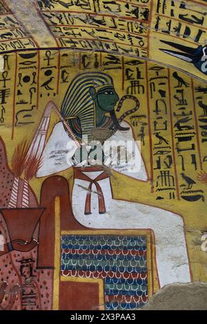 Wall Paintings, Tomb of Pashedu, TT3, Deir el-Medina Tombs (Worker Tombs), Thebes, UNESCO World Heritage Site, Luxor, Egypt Stock Photo