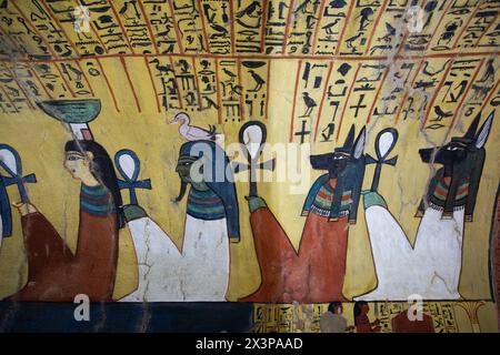 Wall Paintings, Tomb of Pashedu, TT3, Deir el-Medina Tombs (Worker Tombs), Thebes, UNESCO World Heritage Site, Luxor, Egypt Stock Photo