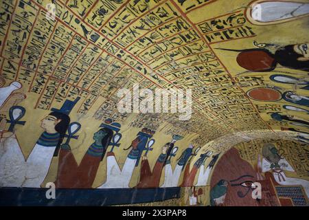 Wall Paintings, Tomb of Pashedu, TT3, Deir el-Medina Tombs (Worker Tombs), Thebes, UNESCO World Heritage Site, Luxor, Egypt Stock Photo