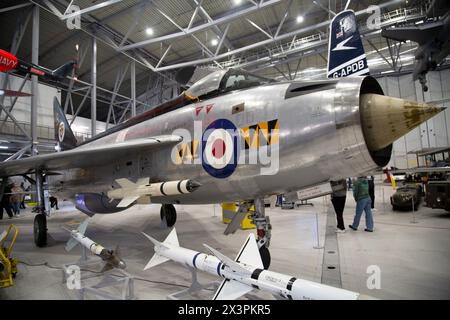 English Electric Lightning F.1, XM135 British interceptor fighter aircraft that served in the RAF during the 1960s, the 1970s. IWM, Duxford, UK Stock Photo