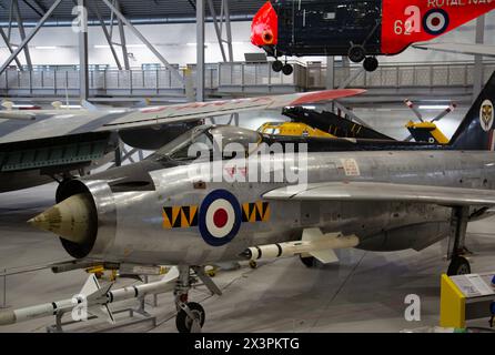 English Electric Lightning F.1, XM135 British interceptor fighter aircraft that served in the RAF during the 1960s, the 1970s. IWM, Duxford, UK Stock Photo