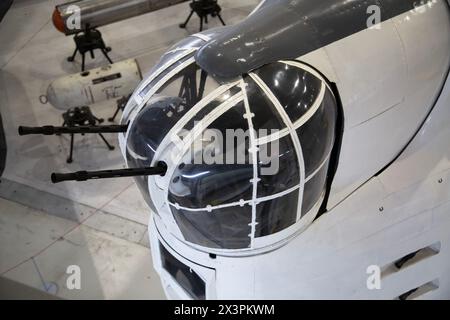 Nose turret of a Short S.25 Sunderland, ML796. A British flying boat patrol bomber for the Royal Air Force in WWII. Stock Photo