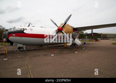 Conservation work on a Airspeed Ambassador 2, a British twin piston-engine airliner. IWM, Duxford Stock Photo