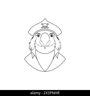 An icon of a parrot pirate wearing a hat. Stock Vector