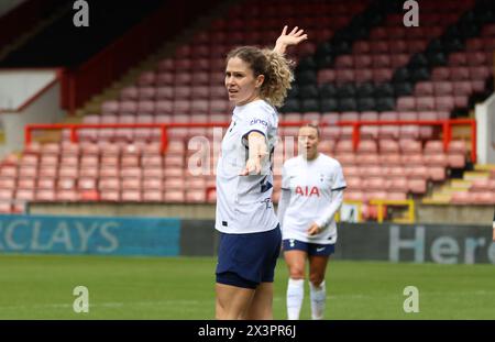 London, UK. 28th Apr, 2024. Brisbane Road, England, April 28th 2024: Luana Buehler (Tottenham 21) during the WSL game between Tottenham Hotspur and Brighton and Hove Albion at Brisbane Road, London, England, on 28 April 2024 (Bettina Weissensteiner/SPP) Credit: SPP Sport Press Photo. /Alamy Live News Stock Photo