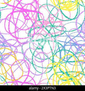 Hand drawn crayon line seamless pattern. Doodle design element. Texture Stock Vector