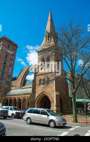 First Church in Boston at 66 Marlborough Street at Berkeley St in Back Bay district, city of Boston, Massachusetts MA, USA. Stock Photo