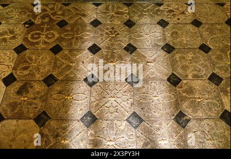 The floor of the Shell House Grotto at Cilwendeg, Boncath, Pembrokeshire, Wales Stock Photo