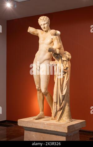Hermes of Praxiteles also known as  Hermes and the Infant Dionysus, Archaeological Museum of Olympia Stock Photo