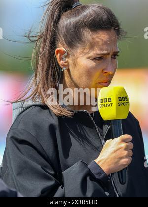 Walton Hall Park Stadium, UK. 28th Apr, 2024. BBC Sport Presenter Fara Williams during the Barclays Women Super League between Everton and Arsenal at Walton Hall Park Stadium in Liverpool, England 28th April 2024 | Photo: Jayde Chamberlain/SPP. Jayde Chamberlain/SPP (Jayde Chamberlain/SPP) Credit: SPP Sport Press Photo. /Alamy Live News Stock Photo