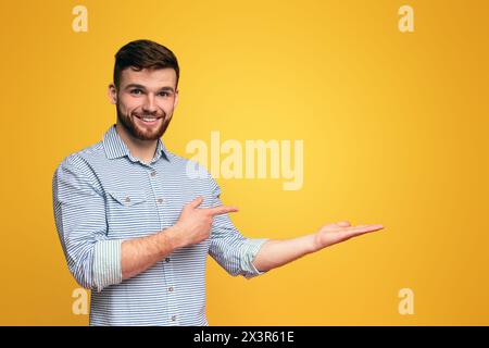 Man Holding Out His Hands Stock Photo
