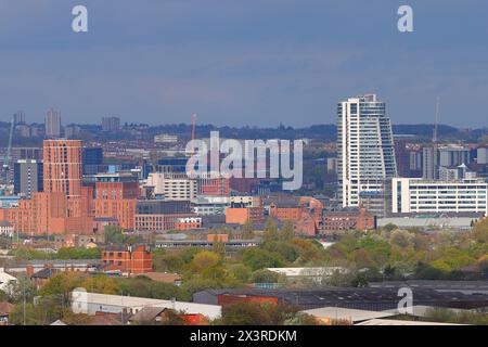 Partial view of Leeds skyline with Candle House & Bridgewater Place. Stock Photo