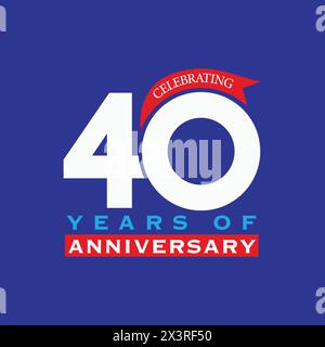 40 years anniversary logo design. 40th anniversary badge design with ribbon. Sign and symbol for celebrating company or business birthday. Stock Vector