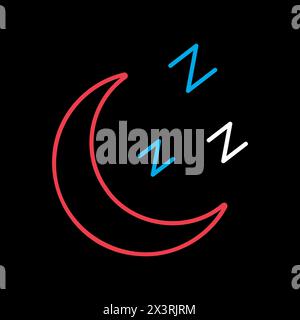 Sleeping time vector on black background icon. Moon clock sign. Graph symbol for fitness and weight loss web site and apps design, logo, app, UI Stock Vector