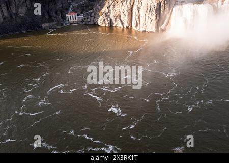 Swirling foam in the water below Shoshone Falls Stock Photo