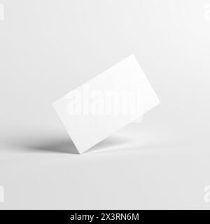 Business card mockup. White color. 3.5 x 2 in. 89 x 51 mm. 3d illustration. Stock Photo