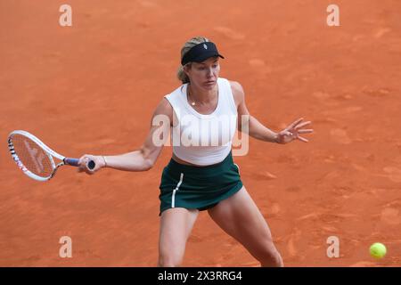 US Danielle Collins  during the third round of the 2024 WTA Tour Madrid Open tournament tennis match against Jacqueline Cristian at Caja Magica in Mad Stock Photo