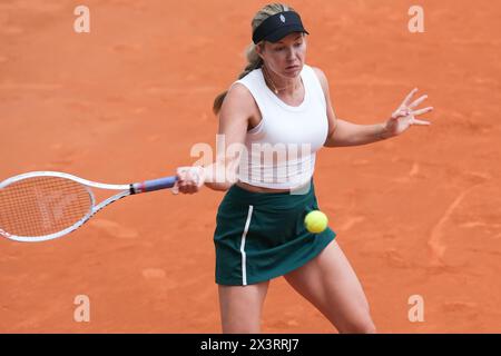 US Danielle Collins  during the third round of the 2024 WTA Tour Madrid Open tournament tennis match against Jacqueline Cristian at Caja Magica in Mad Stock Photo