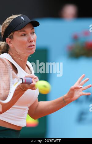 Madrid, Spain. 28th Apr, 2024. US Danielle Collins during the third round of the 2024 WTA Tour Madrid Open tournament tennis match against Jacqueline Cristian at Caja Magica in Madrid on April 28, 2024 Spain (Photo by Oscar Gonzalez/Sipa USA) Credit: Sipa USA/Alamy Live News Stock Photo