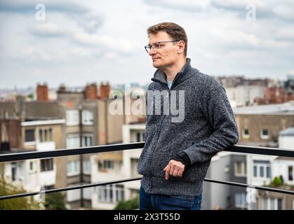 Portrait of a 45 yo business man outdoors, Brussels, Belgium. Model released. Stock Photo