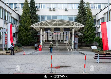 Krakow, Poland, March 25, 2024 - Land and mortgage register department of the district court house Stock Photo