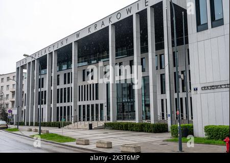 Krakow, Poland, March 25, 2024 - The land and mortgage register department and district court house Stock Photo