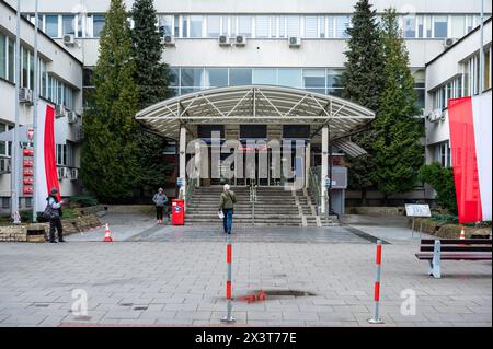 Krakow, Poland, March 25, 2024 - Land and mortgage register department of the district court house Stock Photo