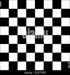 Empty chessboard plane isolated on white background. Tiled floor top view. Ceckerboard texture. Board surface with black and white squares pattern Stock Vector
