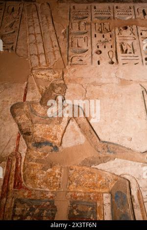 Relief of God Amun, Diety Chapel, Great Hypostyle, Medinet Habu, Mortuary Temple of Ramesses III, 1187-56 BCE, Ancient Thebes, UNESCO World Heritage S Stock Photo