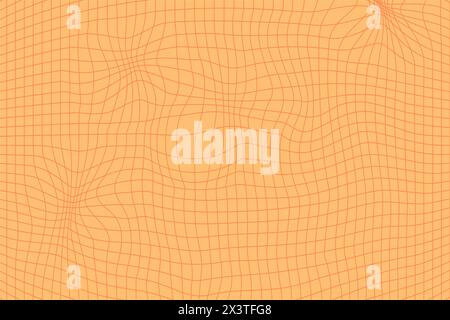 Orange retro psychedelic checkerboard pattern. Groovy funky textures. Stock vector illustration in flat style. Stock Vector