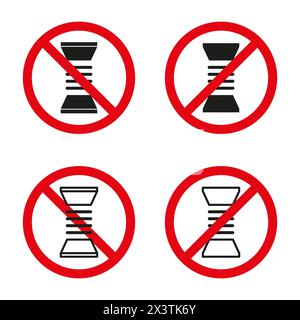 Prohibited nuclear energy symbols. No atomic power signs. Anti radiation warnings. Vector illustration. EPS 10. Stock Vector