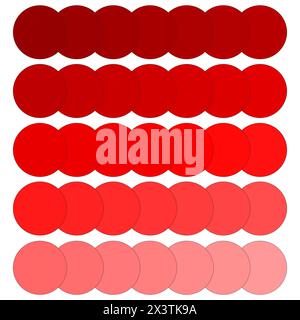 Red color gradient dots array. Vector graphic design. Simple circular pattern. Stock Vector