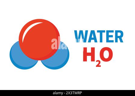 Water Molecule H2O Atomic Chemical Structure Illustration Stock Vector