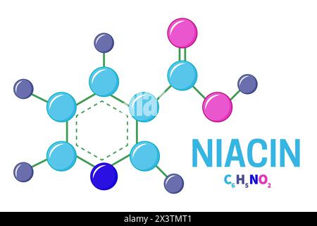 Bright Vitamin B3 Niacin Molecule Structure Formula Illustration Stock Vector