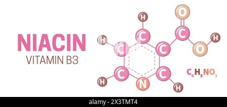 Vitamin B3 Niacin Molecule Structure Formula Illustration Stock Vector