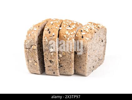 brown bread with cereals isolated on white background Stock Photo