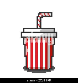 Vector Illustration of Soda cup with Pixel Art Design, perfect for food assets themed designs Stock Vector