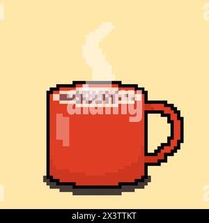 Vector Illustration of Coffee with Pixel Art Design Stock Vector