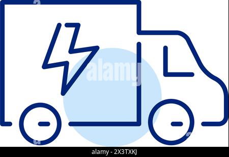 Van and lightning. Electric truck. Eco-friendly transportation. Pixel perfect, editable stroke icon Stock Vector