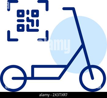 Scooter and qr code. Rental app. Eco-friendly smart urban transportation. Pixel perfect, editable stroke icon Stock Vector
