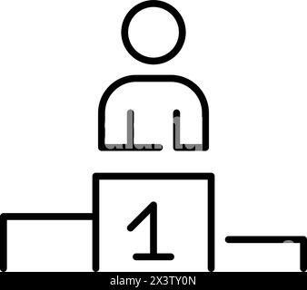 Winner on pedestal. Champion award, first place. Success and professional growth. Pixel perfect vector icon Stock Vector