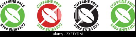 Caffeine free vector logo icon sign. Allergy decaffeinated coffee symbol health natural eco label Stock Vector