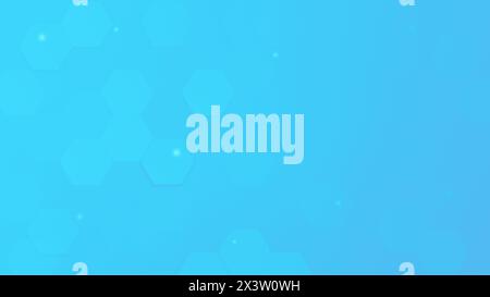 Turquoise and light blue hexagons on a turquoise color gradient background. Abstract full frame modern technology illustration, copy space. Stock Photo