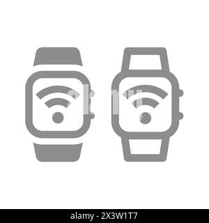 Smartwatch with wi fi sign vector. Smart watch and wifi icon. Stock Vector