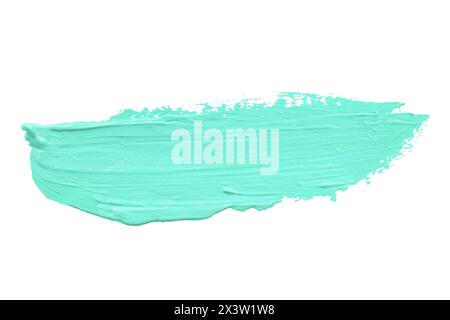 Blue turquoise brush stroke isolated on white background. Turquoise abstract stroke. Colorful watercolor brush stroke. Stock Photo