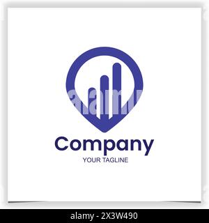 Vector purple pin location with building logo design template Stock Vector