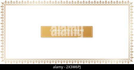 Vector illustration Ornamental border frame golden color isolated background for your design certificate of completion template, wedding invitations Stock Vector