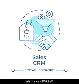 Sales CRM soft blue concept icon Stock Vector